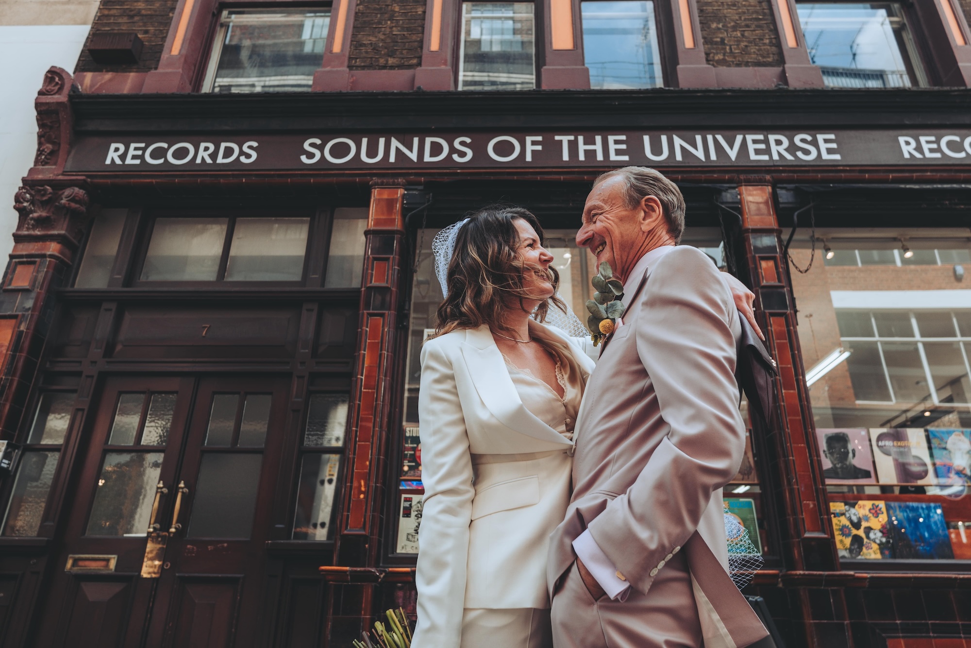 Nicole and Martin in front of record shop